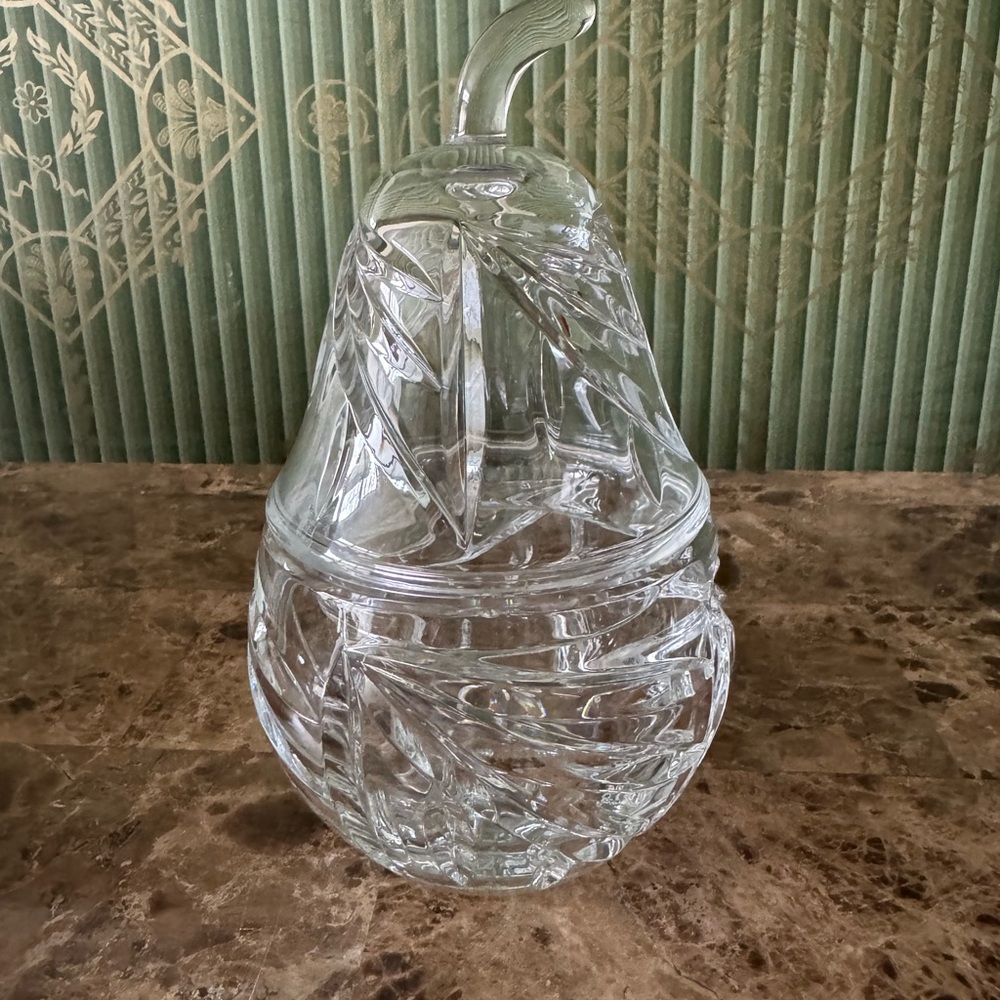 Elegant Clear Glass Pear-Shaped Container